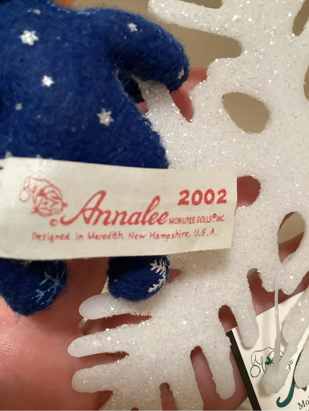 VTG 3” Blue Snowflake Elf Ornament NWTS RARE